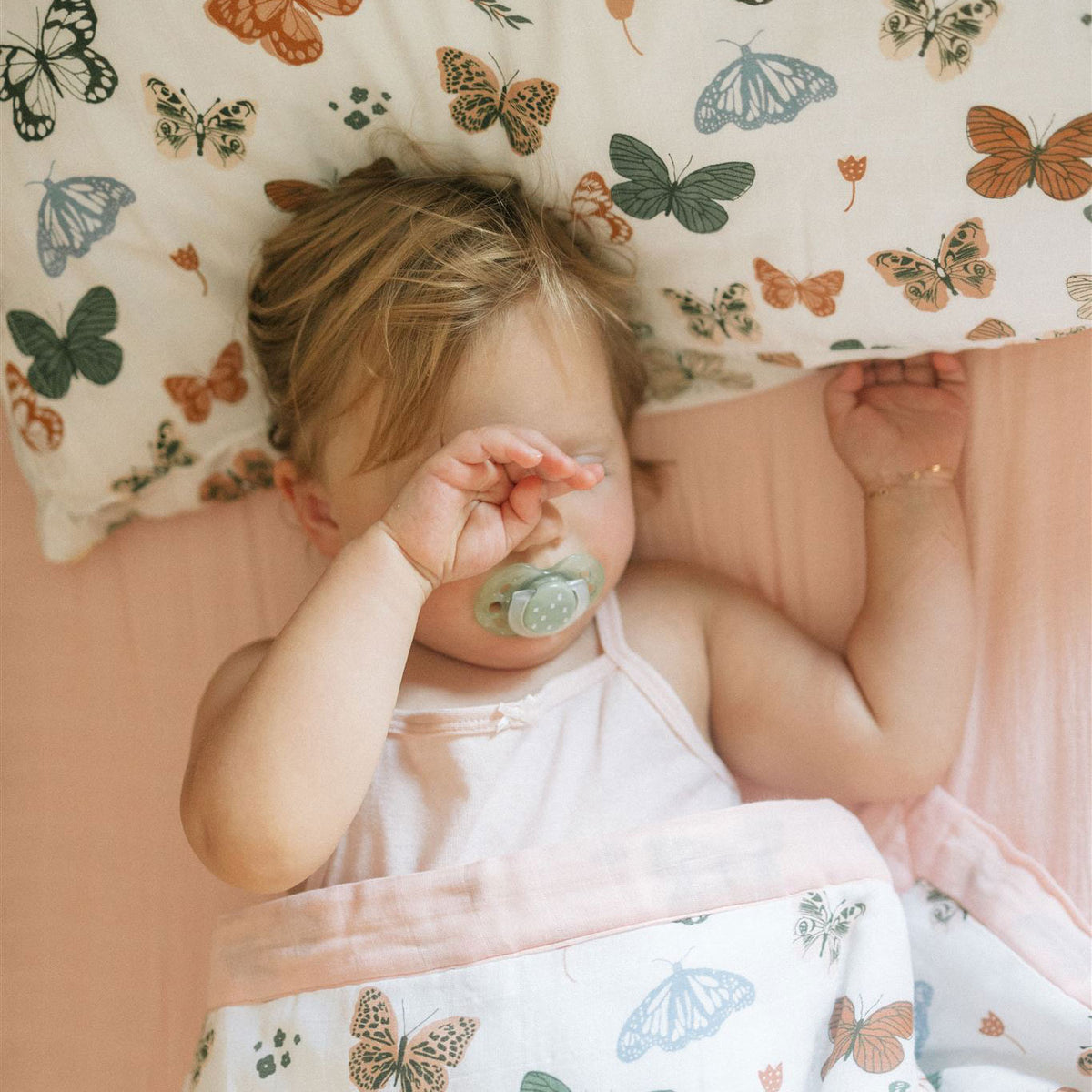 Cotton Muslin Toddler Bedding 3 Piece Set - Butterflies 2