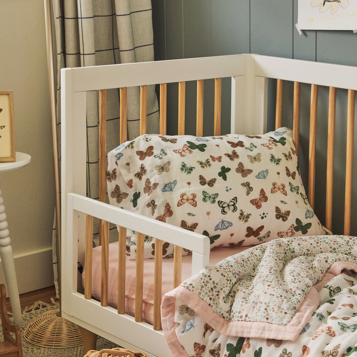 Cotton Muslin Toddler Bedding 3 Piece Set - Butterflies 2