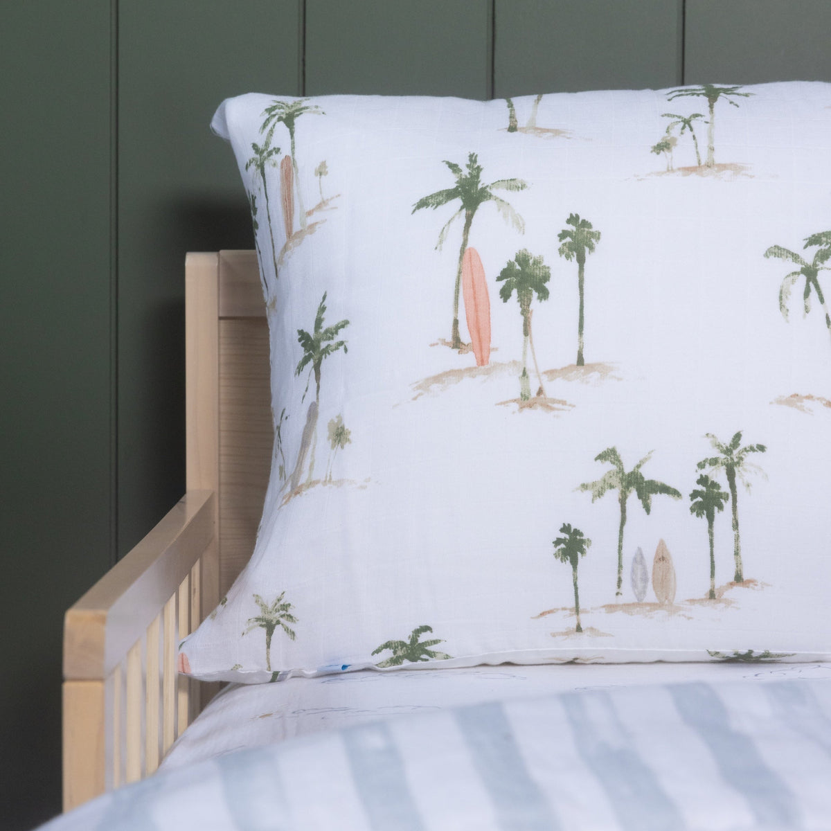 Cotton Muslin Pillowcase 2 Pack - Palm Paradise