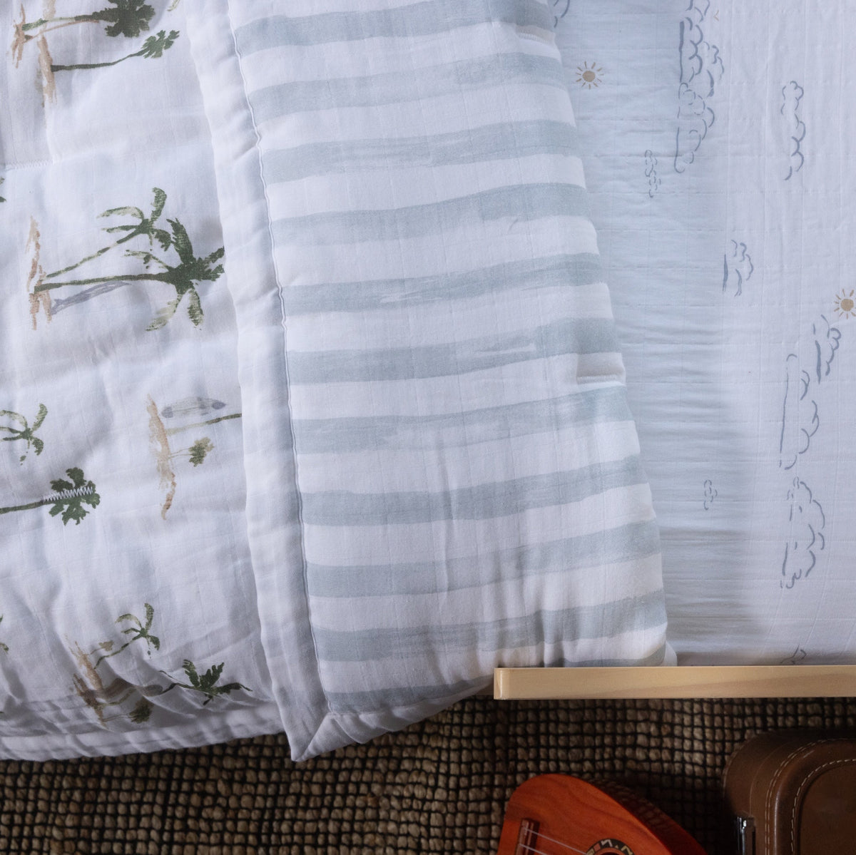 Cotton Muslin Toddler Bedding 3 Piece Set - Palm Paradise