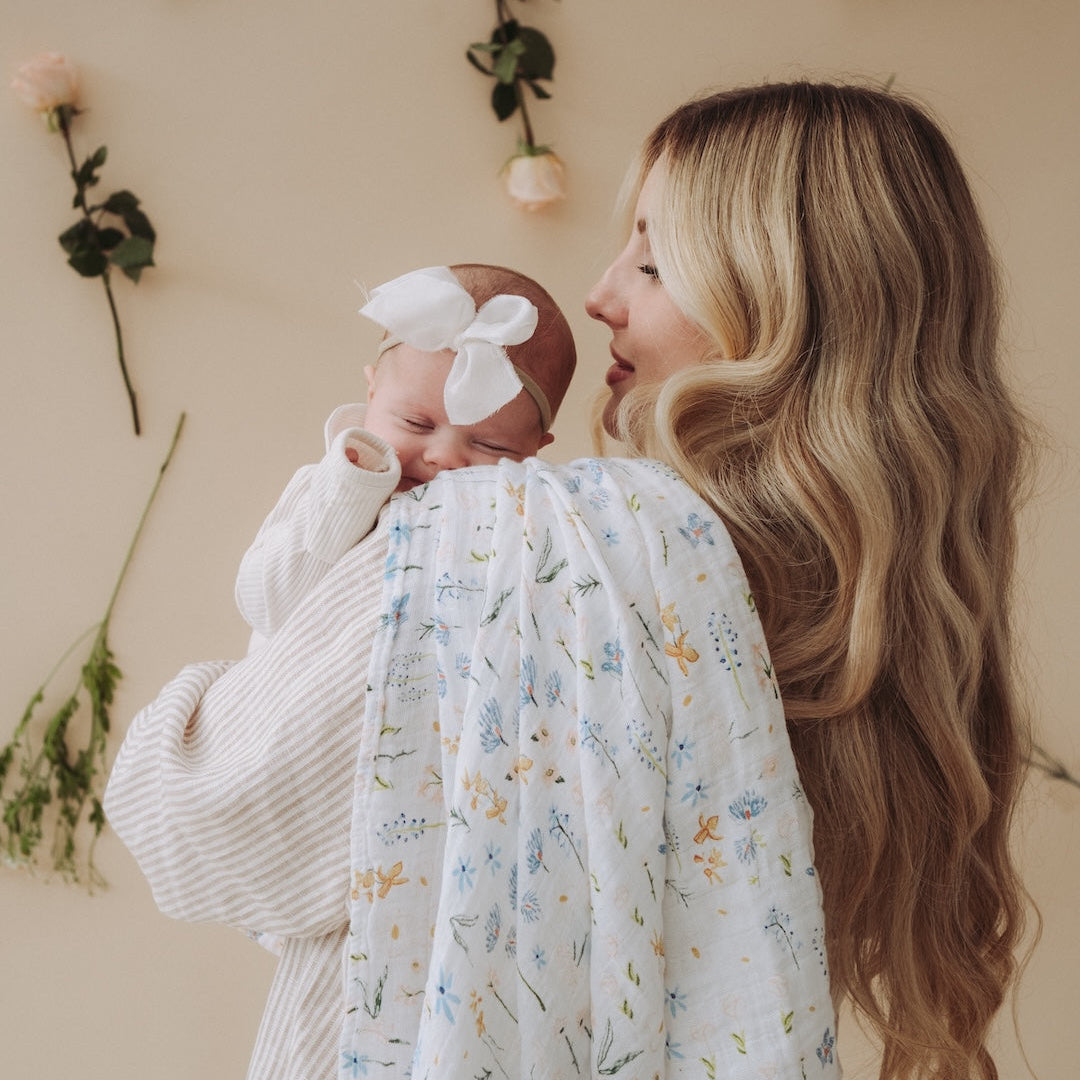 Cotton Muslin Swaddle Blanket - Pastel Petals