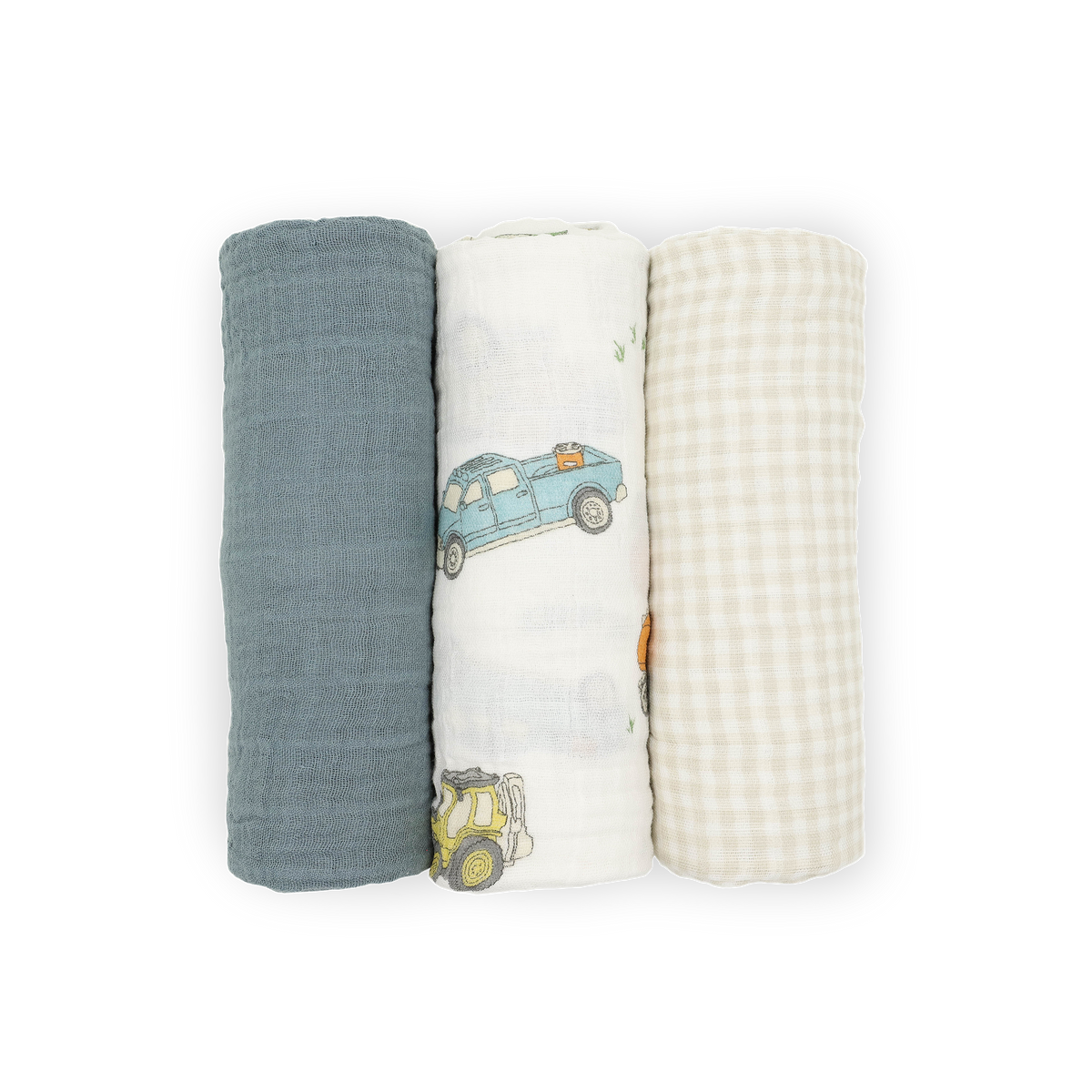 Cotton Muslin Swaddle Blanket 3 Pack - Work Trucks