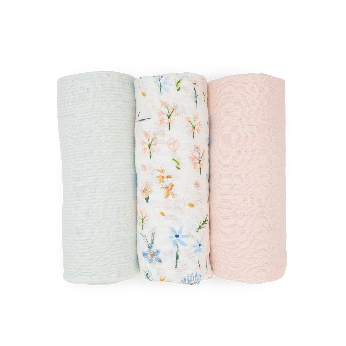 Cotton Muslin Swaddle Blanket 3 Pack - Pastel Petals