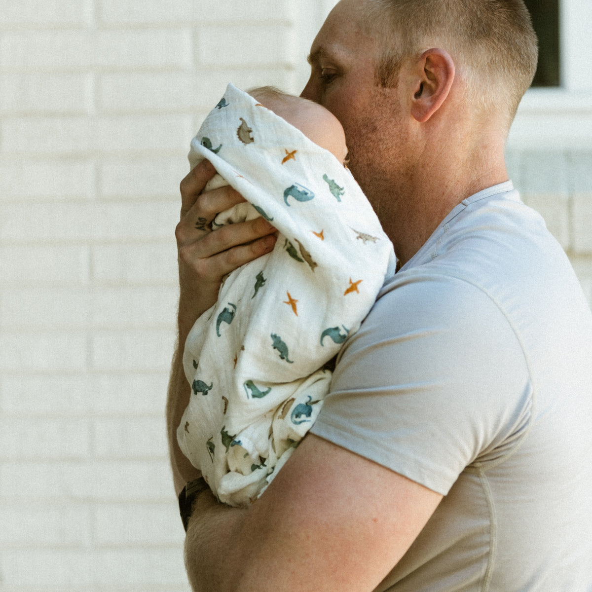 Organic Cotton Muslin Swaddle Blanket 2 Pack - Little Dino