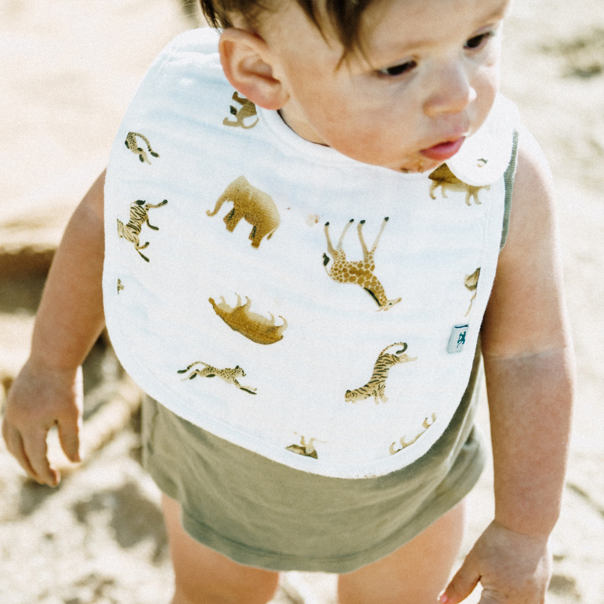 Organic Cotton Muslin Classic Bib 3 Pack - Animal Crackers