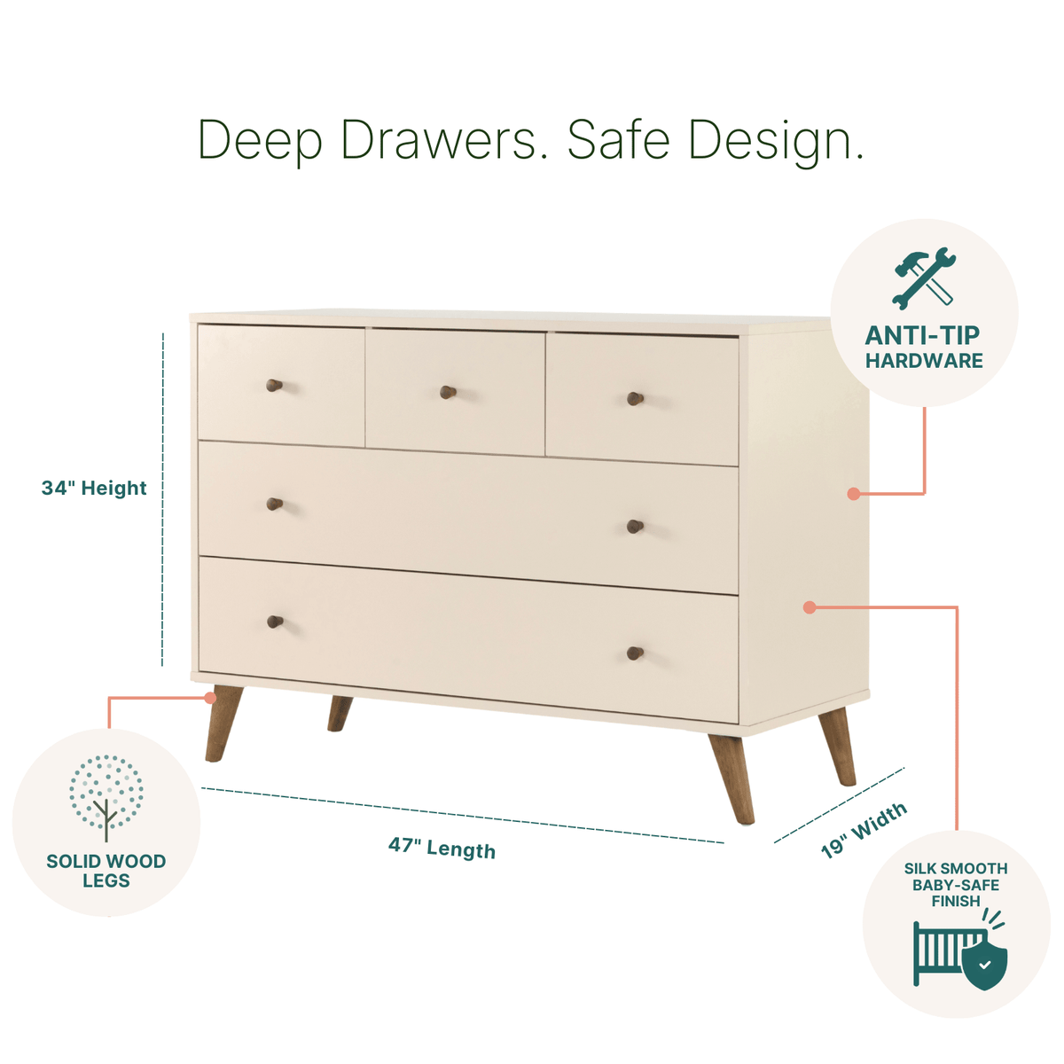 dadada Baby Austin 5-Drawer Nursery Dresser