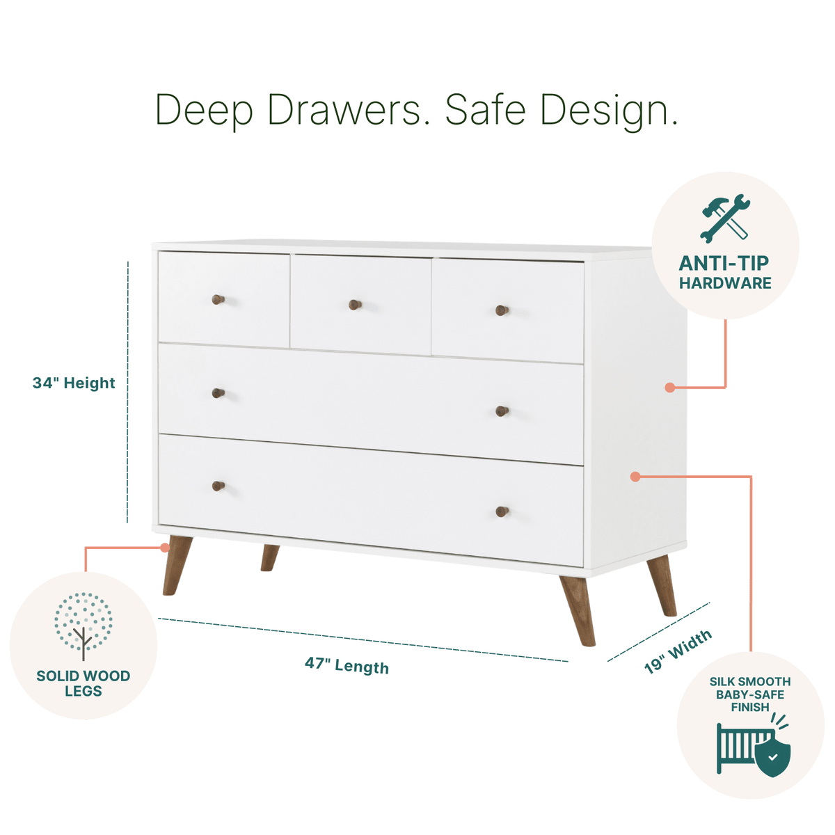 dadada Baby Austin 5-Drawer Nursery Dresser