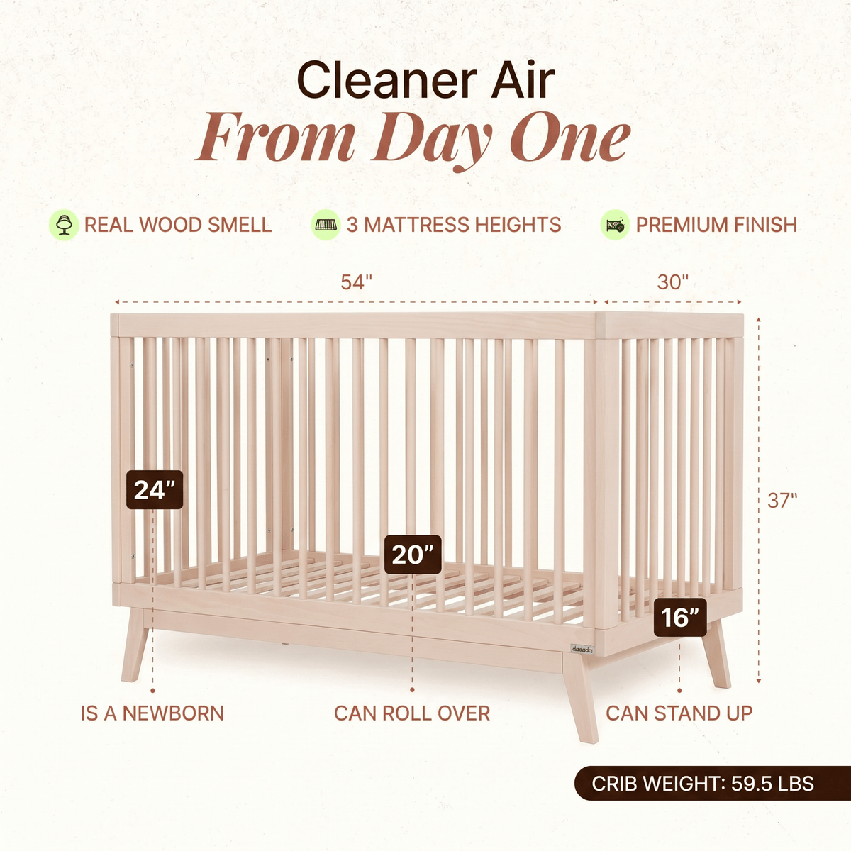 dadada Baby Soho 3-in-1 Convertible Crib
