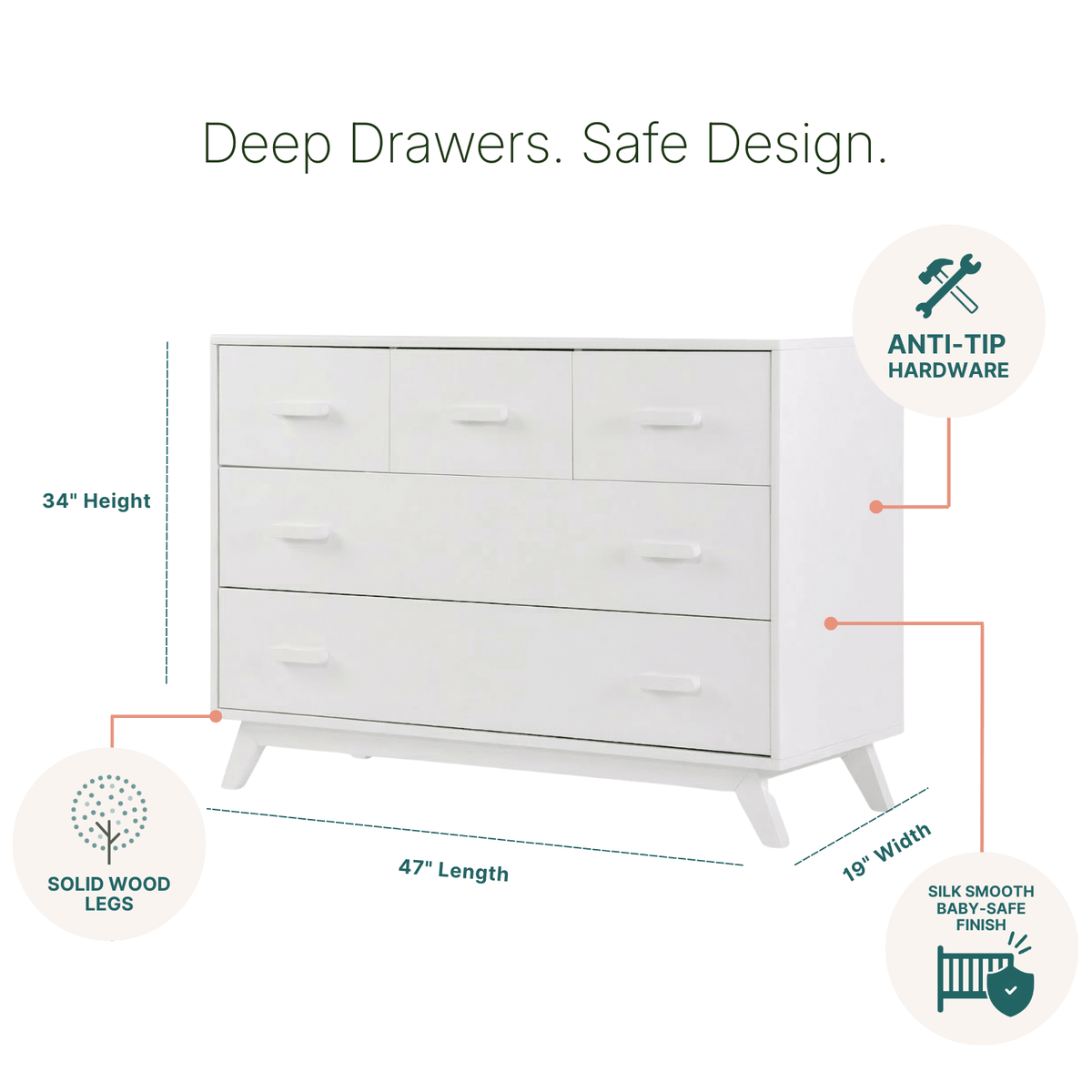 dadada Baby Soho 5-Drawer Nursery Dresser